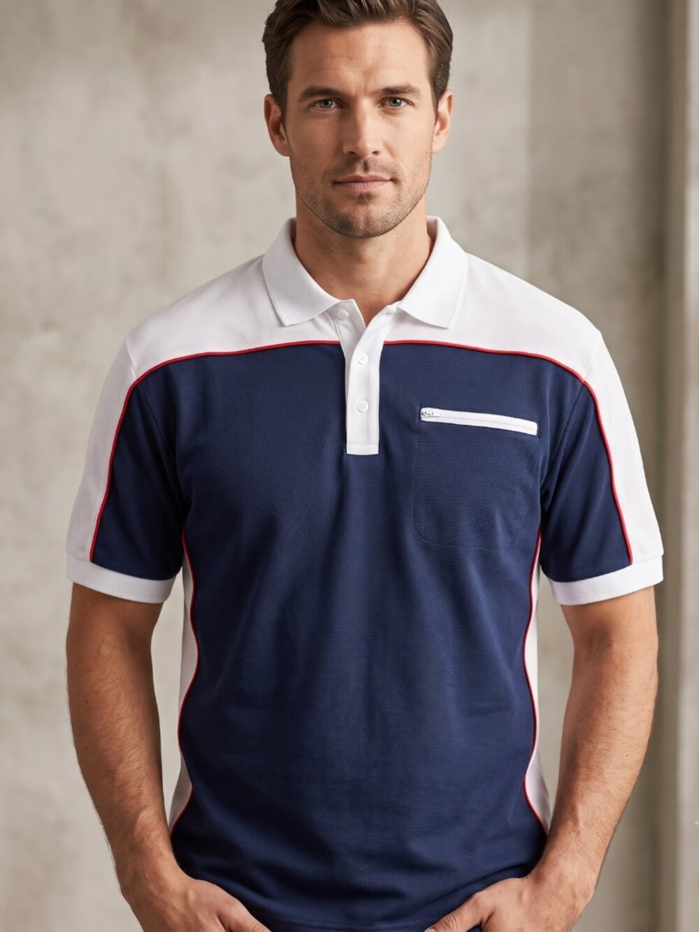 NWT | WORK IDEA Colorblock Performance Polo | Zipper Pocket | Size Small